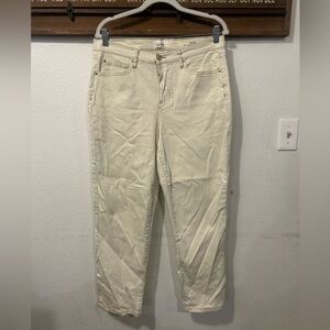 Nicole Miller Soho high-rise straight crop denim jeans Cream Size 12 (1499)